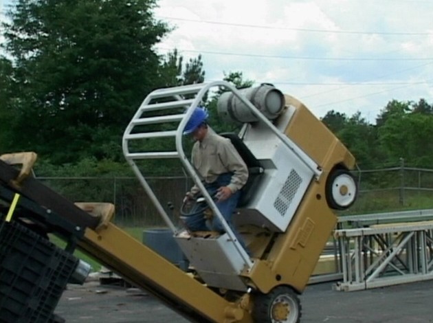 A re-creation of an actual forklift accident from OSHA files that resulted in injury or death