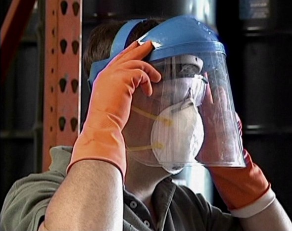 A worker who made the choice to stay safe and wear the proper PPE to avoid workplace injuries 