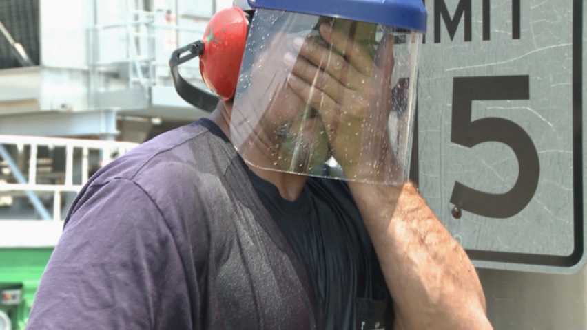 A worker suffering the life-threatening effects of a heat related illness or heat stress