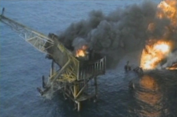 The Piper Alpha oil platform in the North Sea after the spiral to disaster which claimed 167 lives