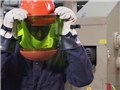 An industrial worker wearing the proper PPE or personal protective equipment required for his job
