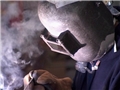 A worker taking precautions to avoid exposure to hexavalent chromium and avoid injury or death